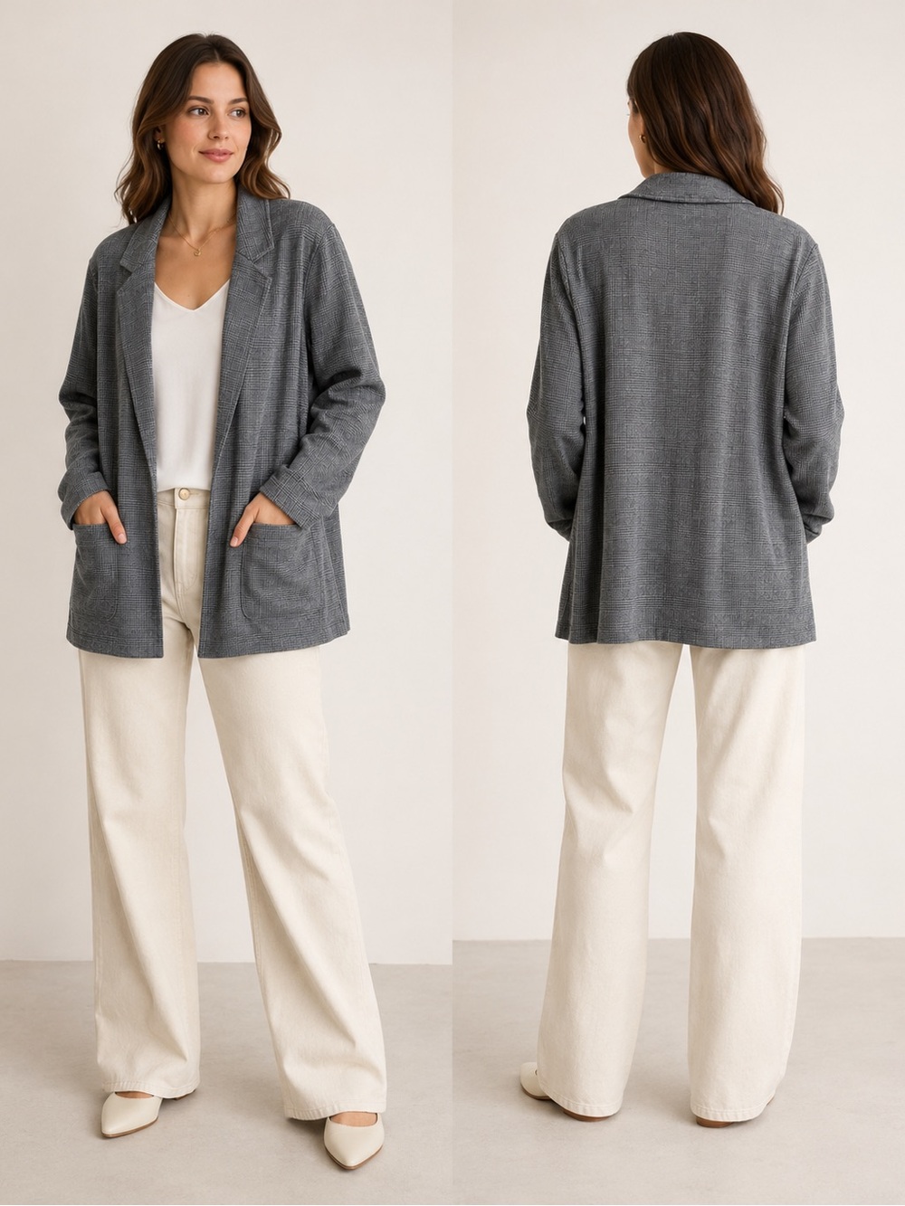 Madewell Relaxed Open-Front Women's Sweater Blazer - Gray Size M
